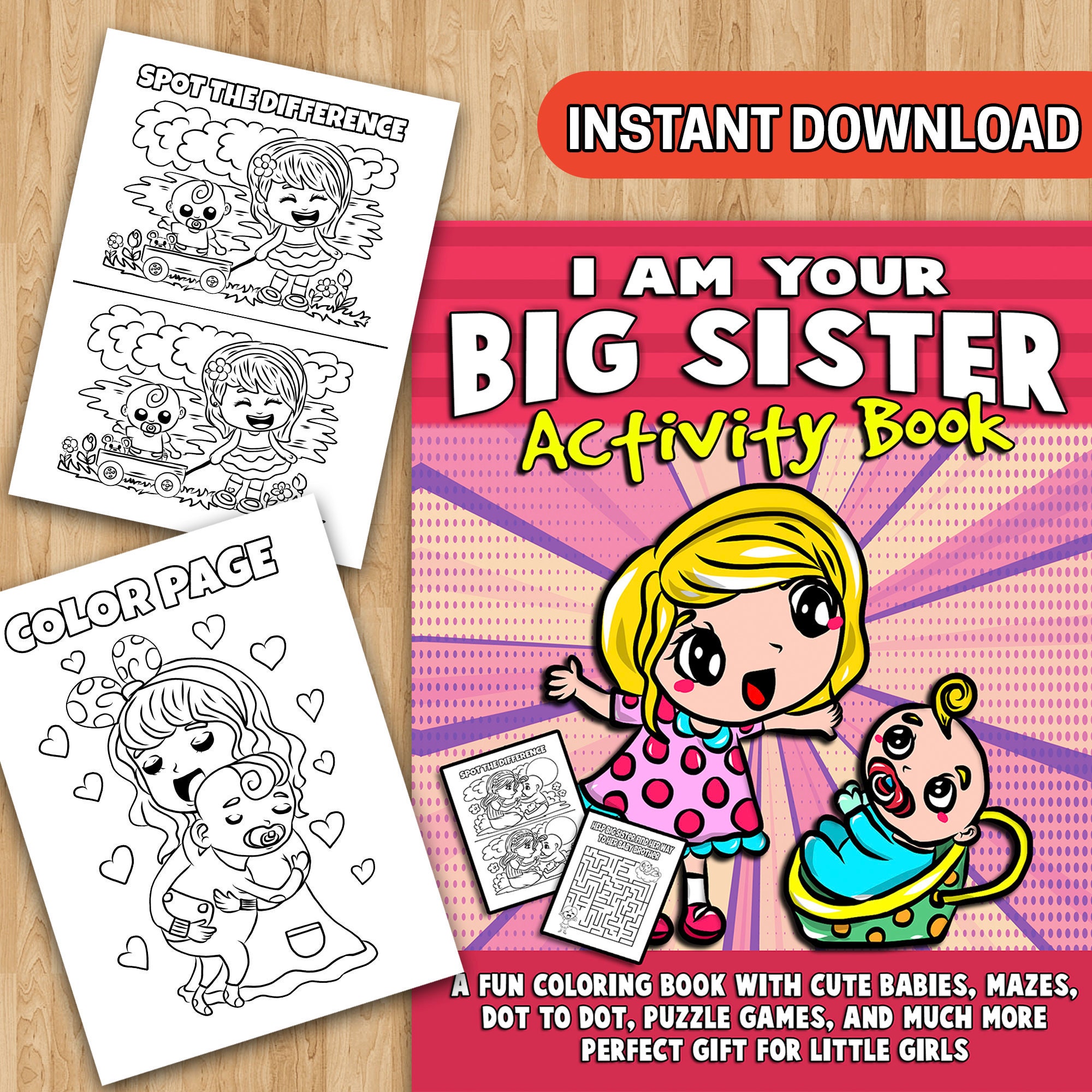 Personalized Kids Coloring Books - Big Sister, Big Brother