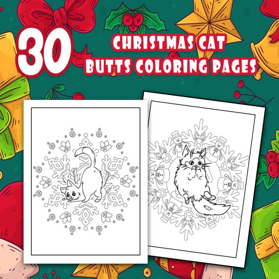 50 Xmas Cat Coloring Pages  Latest HD