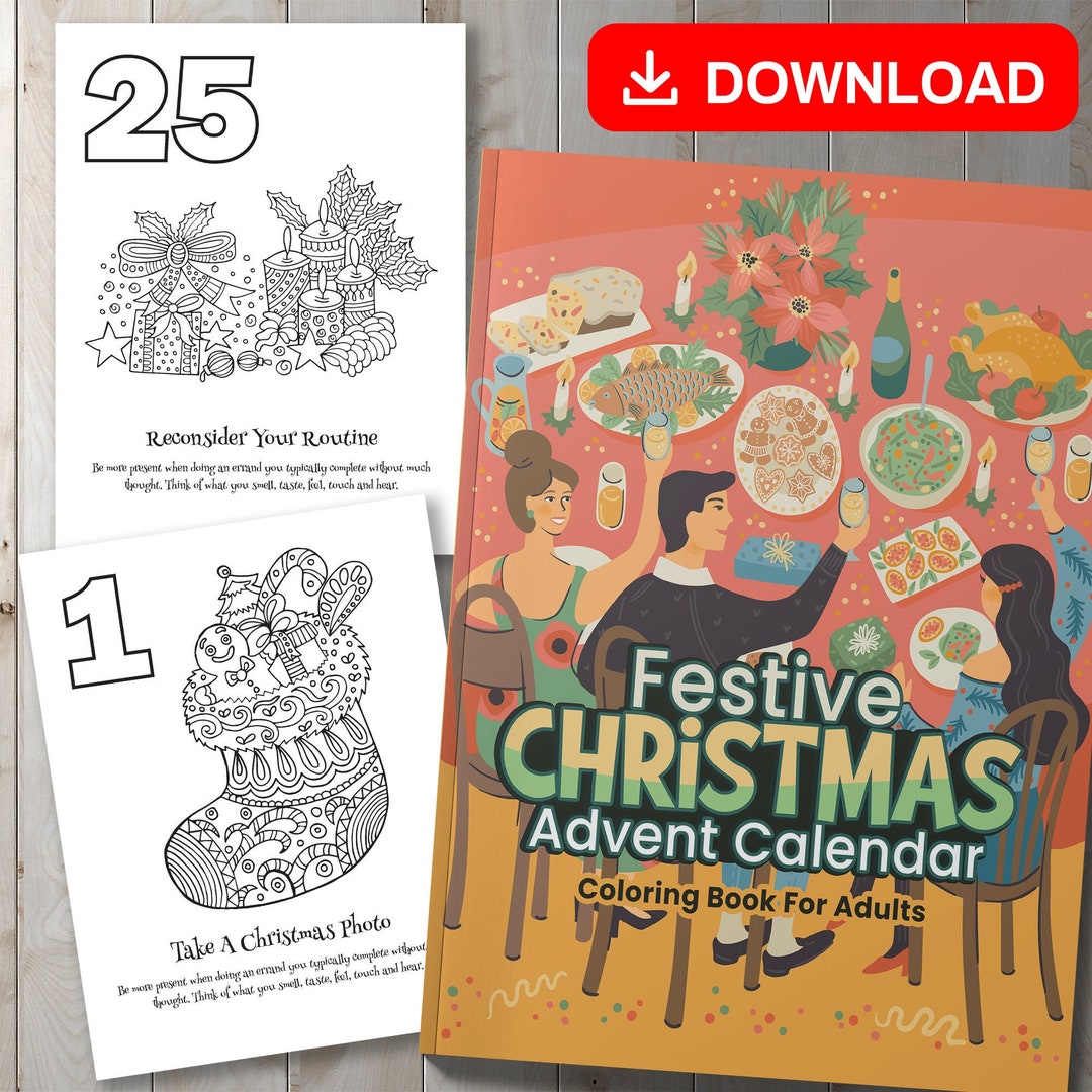 BEST VALUE Festive Christmas Advent Calendar Coloring Book for Adults