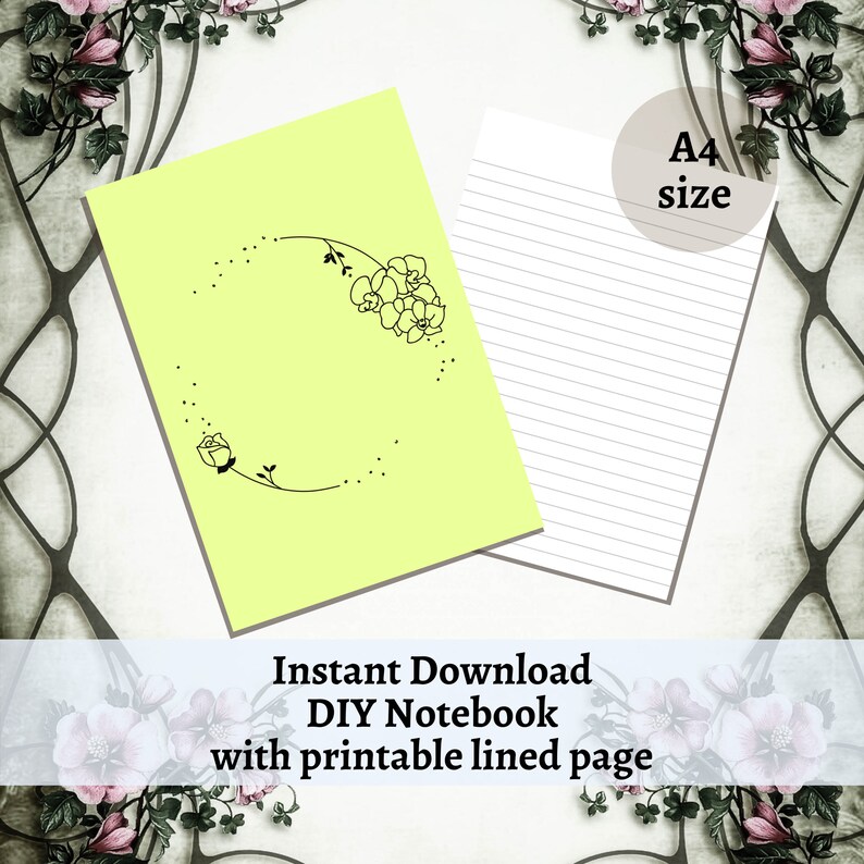 BEST VALUE 1 Printable Notebook Cover Mint Green Floral Style Etsy