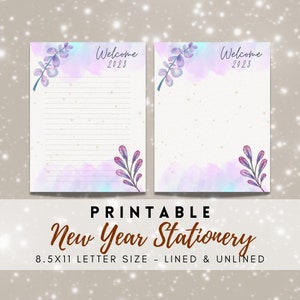 MEJOR VALOR Papelería imprimible de feliz año nuevo: descarga instantánea de páginas del diario de escritura, celebración del año nuevo 2023, carta de Nochevieja en PDF