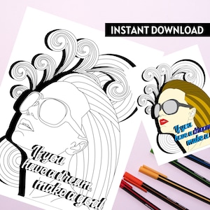 BEST VALUE Feminist Coloring Page - Instant Download Feminist Coloring Printable Empowered Women Girl Power Inspirational Quotes Digital PDF