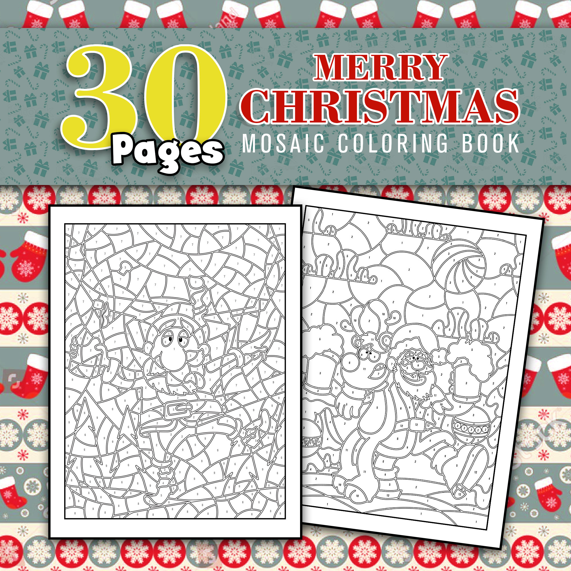 best-value-30-merry-christmas-mosaic-color-by-number-book-instant-download-coloring-pages-with-festive-holiday-scenes-for-adults-to-enjoy-etsy