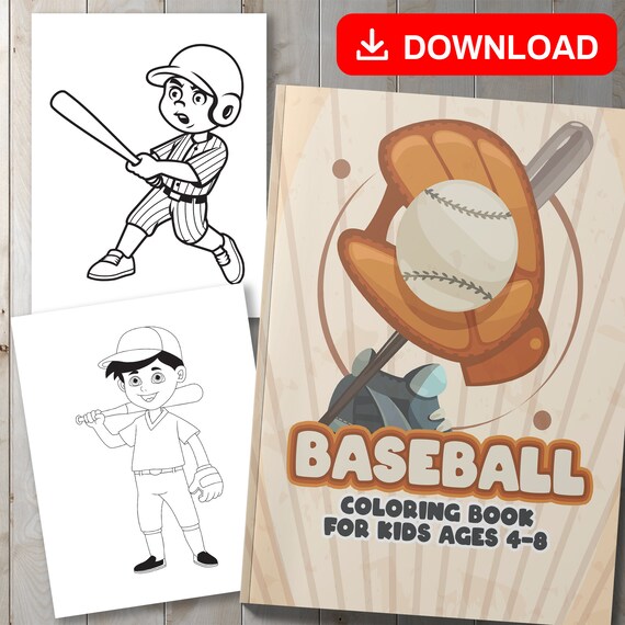Baseball Coloring Pages for Kids Ages 4-8 Printable Coloring Book