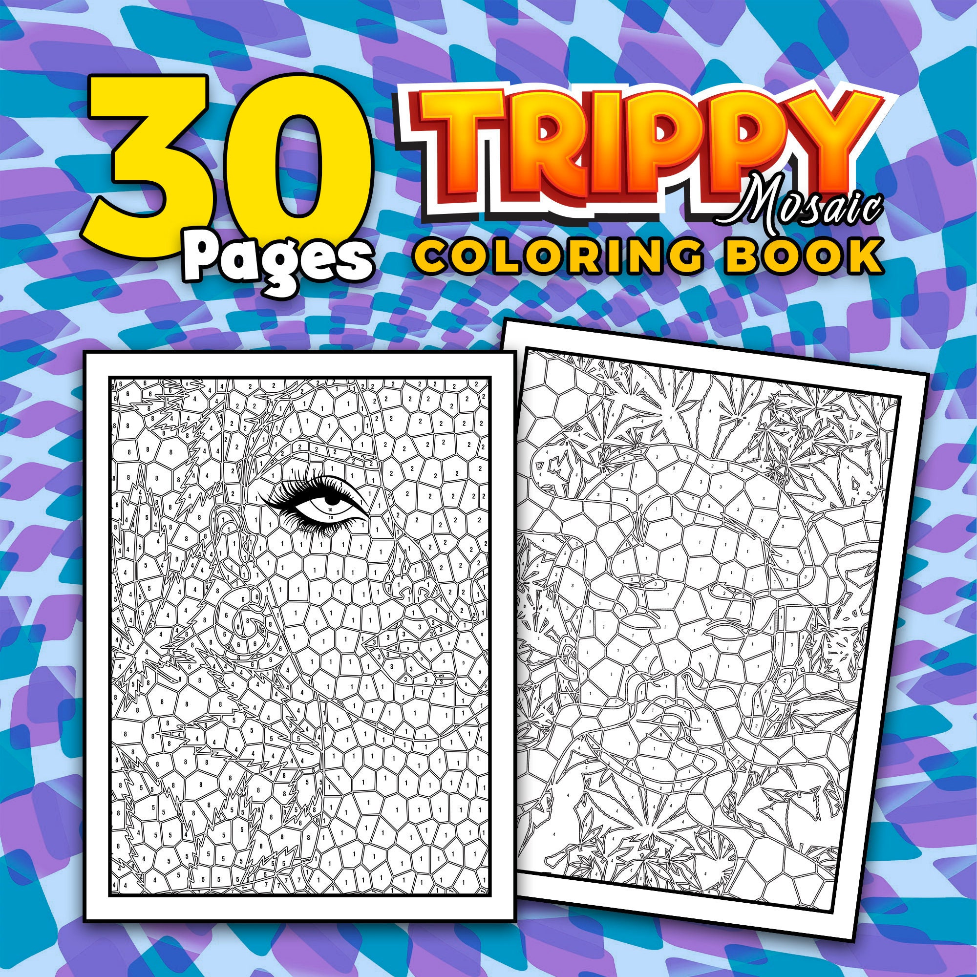 Trippy Mosaic Color By Number: Stoner Coloring Book For Adults With Hidden  Psychedelic Designs and Mystery Geometric Picture Puzzles (Paperback)