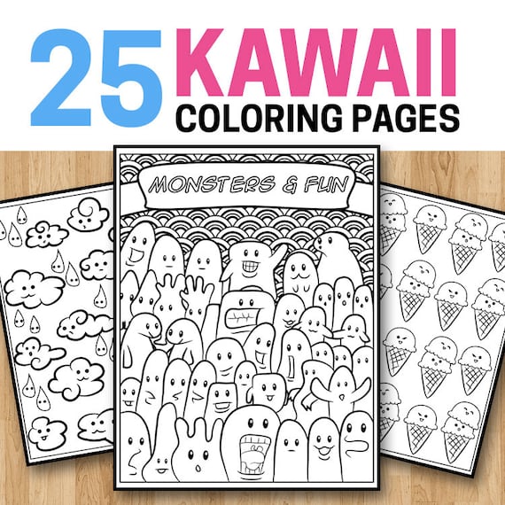 25 Kawaii Coloring Pages Kawaii Coloring Book for Kids, Teens and