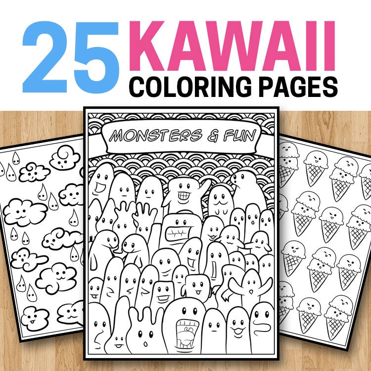 25 Kawaii Coloring Pages Kawaii Coloring Book for Kids, Teens and