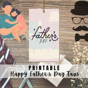 ¡MEJOR VALOR! Etiquetas del Día del Padre Feliz Imprimibles - Descarga Instantánea - Etiqueta de Regalo del Día del Padre, Etiquetas de Saludo para Papá, Papá, Abuelo, Padrastro