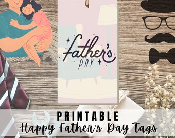 BEST VALUE! Happy Father's Day Tags Printable - Instant Download - Father's Day Gift Tag, Greeting Tags For Papa, Dad, Grandfather, Step Dad