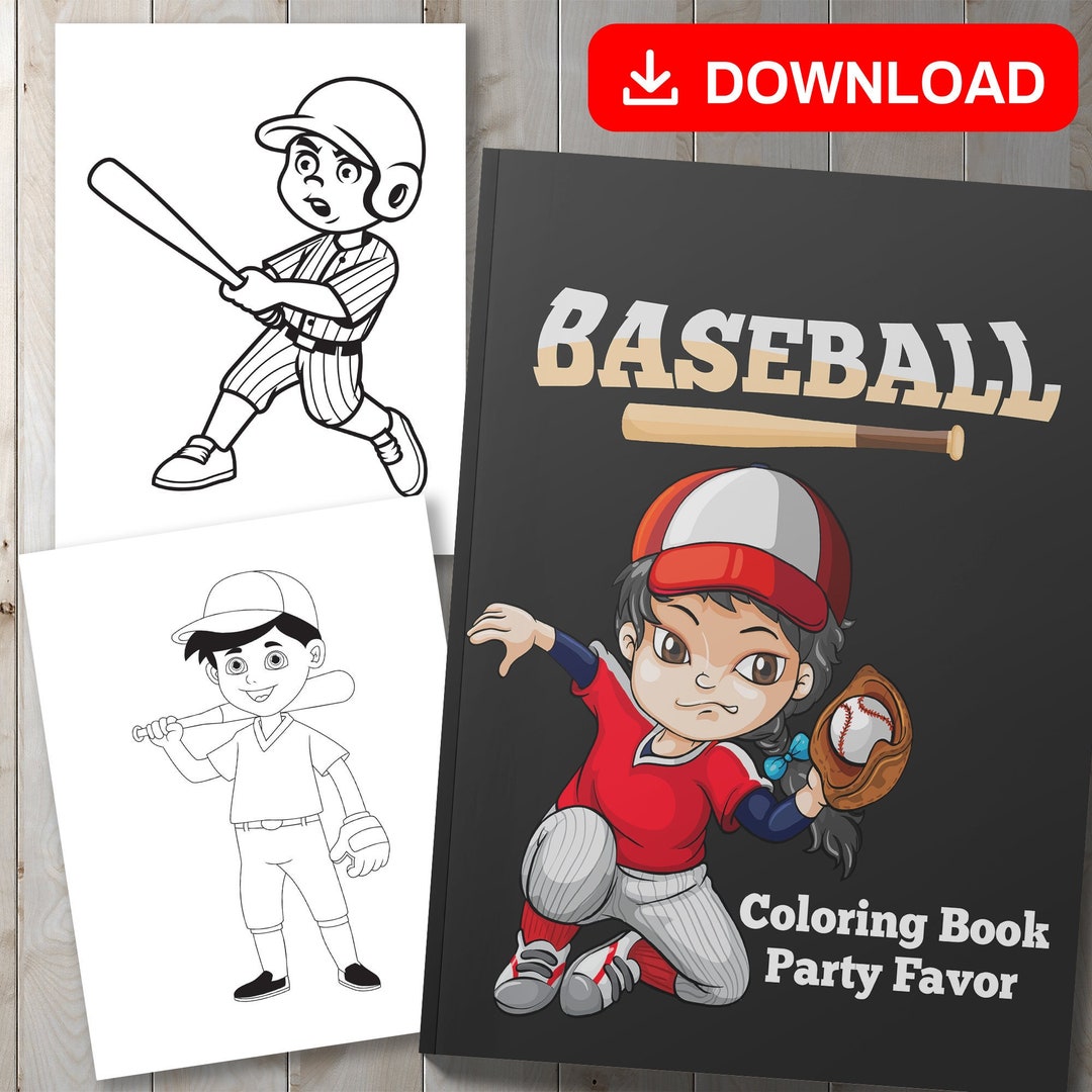 BEST VALUE! Baseball Coloring Book Party Favor - Instant Download Cool ...