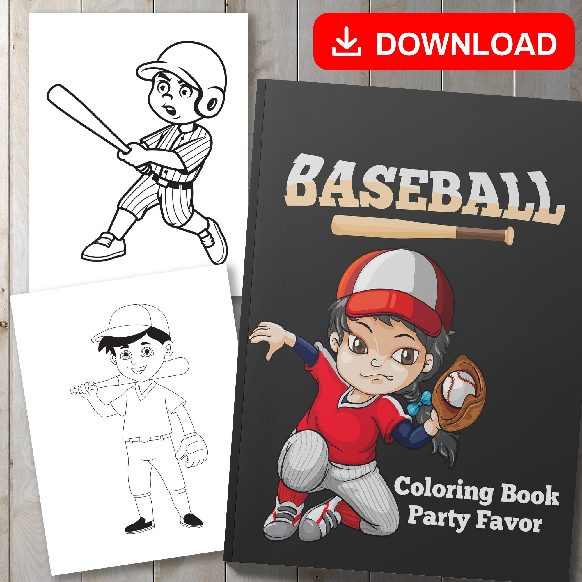 BEST VALUE Baseball Coloring Book Party Favor Instant Download Cool ...