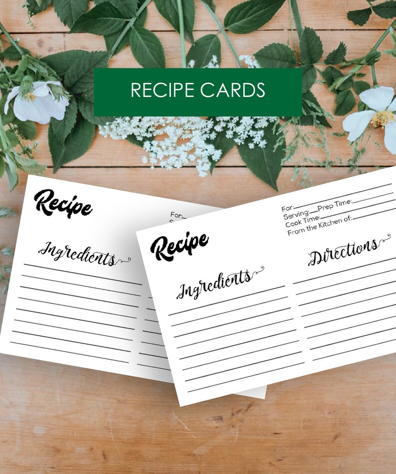 recipe-card-printable-rustic-recipe-card-printable-recipe-etsy