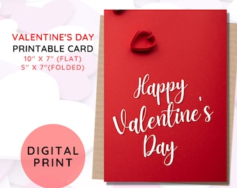 BEST VALUE! Valentine Greeting Card Printable - Instant Download Romantic Greeting Card For Valentine's Day, Love Card, Heart's Day Gift