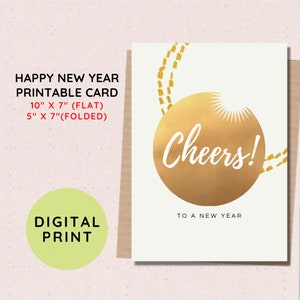 BEST VALUE! Printable Happy New Year Card - Instant Download New Year Greeting Card, Celebrate New Year, Holiday Gift Card, New Year Gift