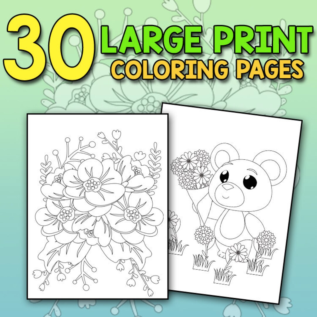BEST VALUE Large Print Coloring Book of Spring an Easy and Etsy