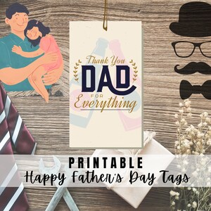 ¡MEJOR VALOR! Etiquetas del Día del Padre Feliz Imprimibles - Descarga Instantánea - Etiqueta de Regalo del Día del Padre, Etiquetas de Saludo para Papá, Papá, Abuelo, Padrastro