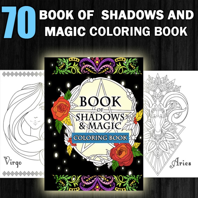 Book of Shadows Printable Magic Coloring Pages for Adults Zodiac