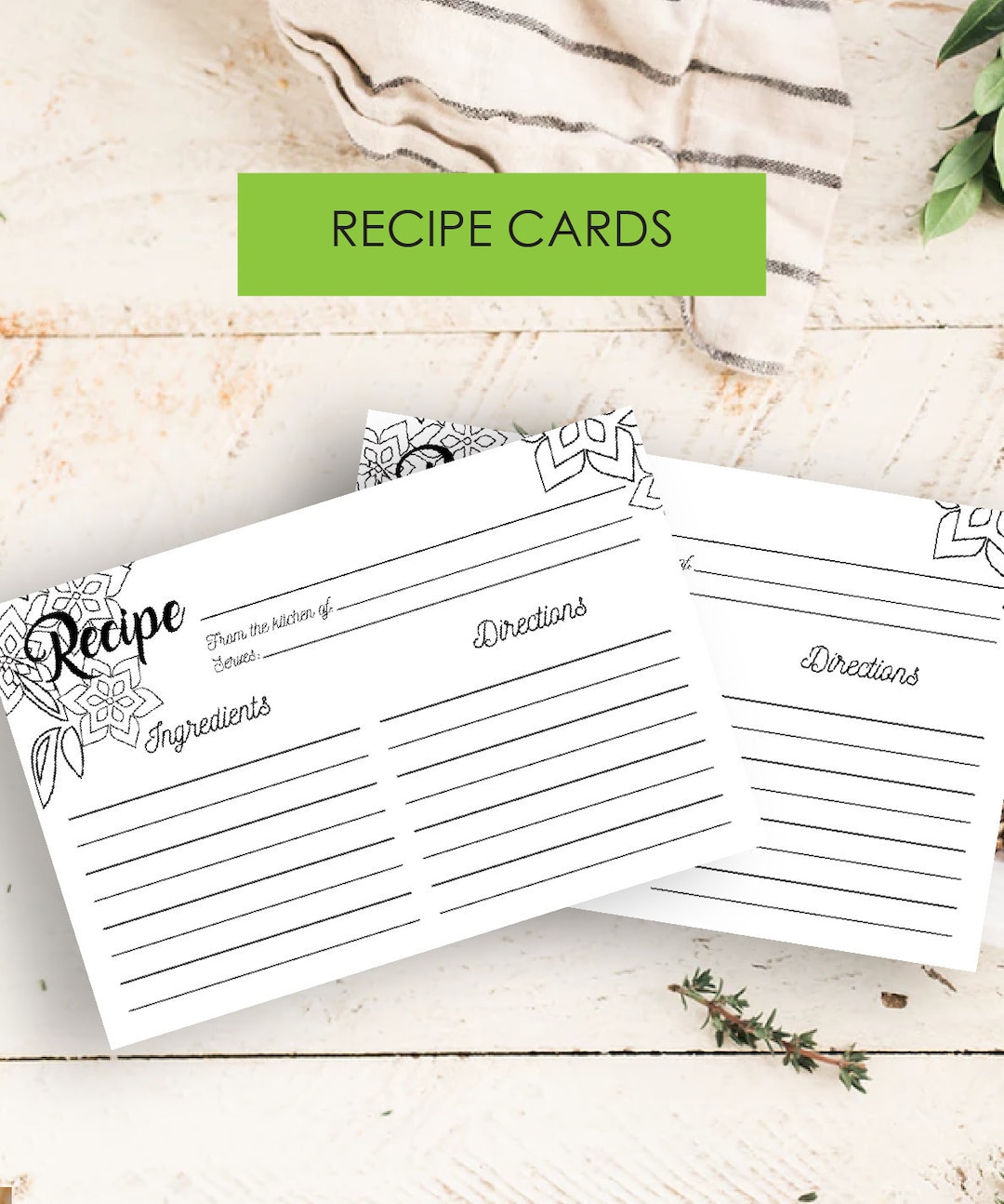 Recipe Card Printable Instant Download Rustic Recipe Card Etsy