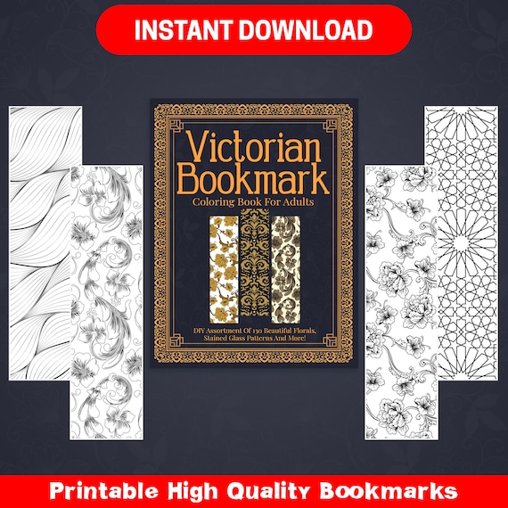 BEST VALUE 26 Victorian Bookmark Coloring Book for Adults Instant Download  DIY Bookmark Pages, Stained Glass Patterns Art Therapy 