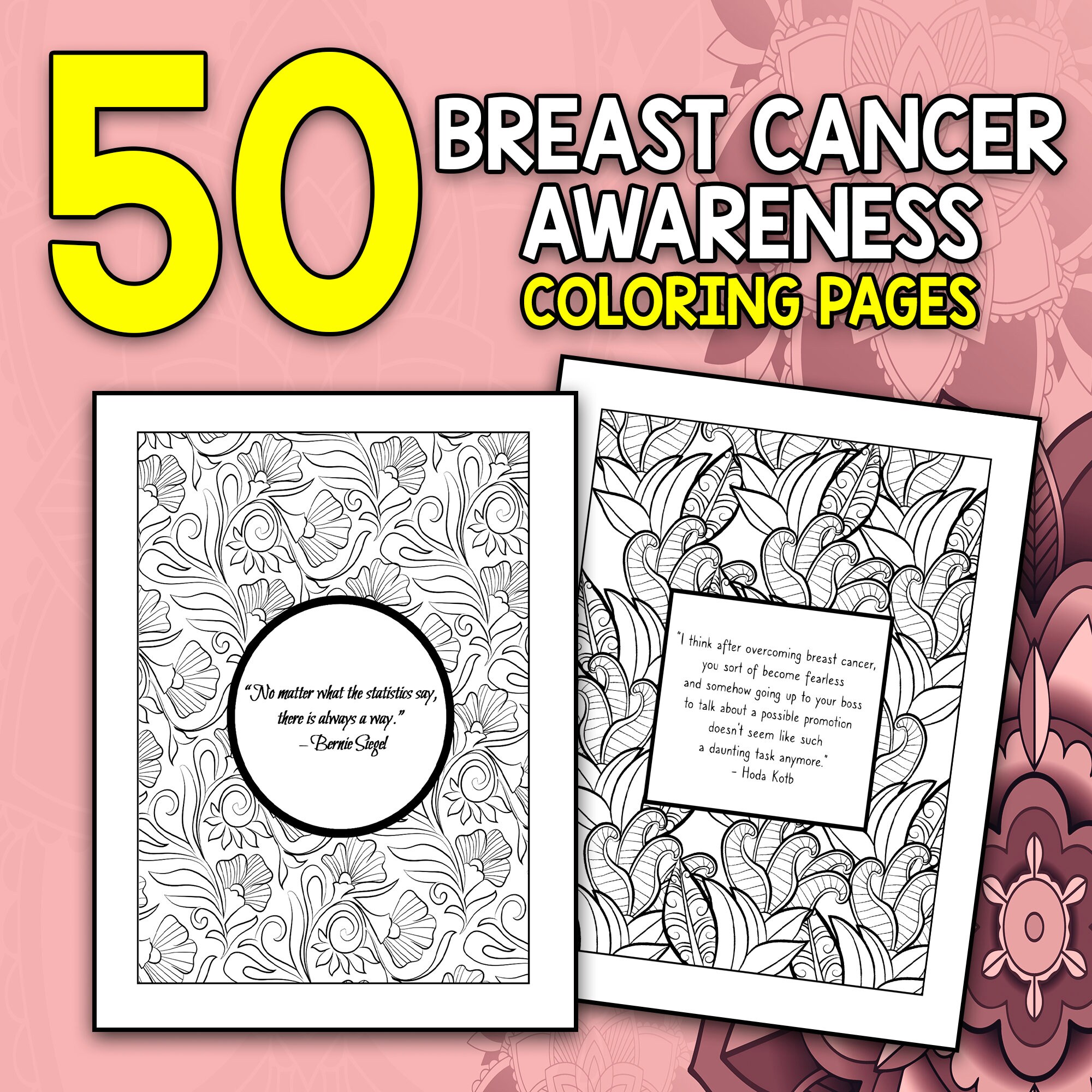 BEST VALUE 50 Breast Cancer Coloring Pages - Instant Download Breast ...