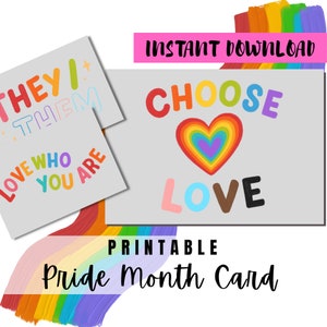 BEST VALUE Happy Pride Month Greeting Card Printable - Instant Download Pride LGBTQ+ Rainbow Greeting Card, Celebrate Pride Month Lgbtq Card