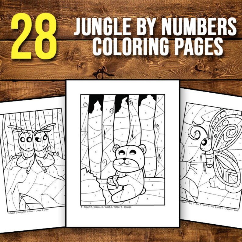 BEST VALUE 28 Jungle Color by Numbers Coloring Book Instant Download ...