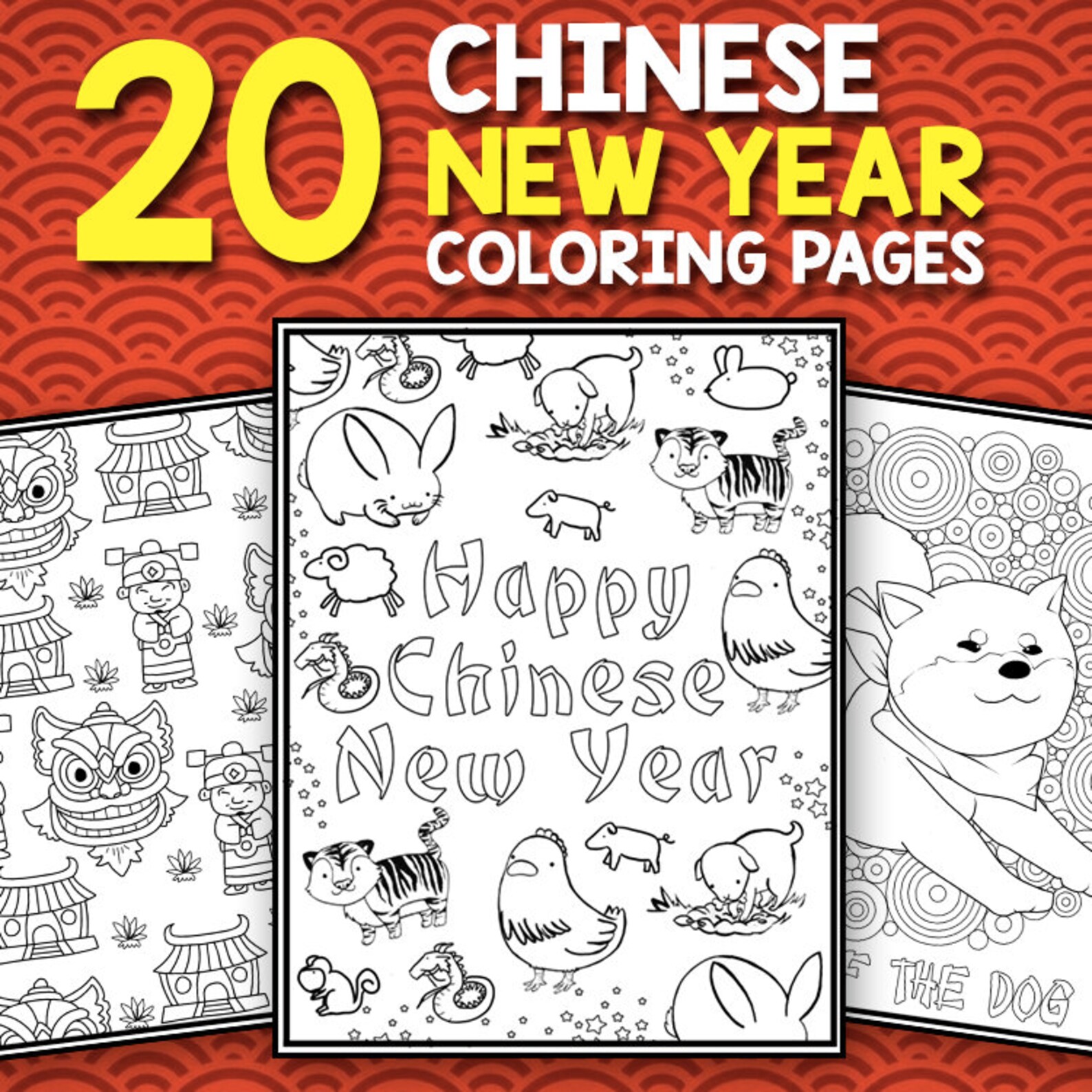 Chinese New Year Coloring Book Instant Download Activity | Etsy