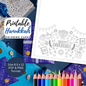 MEILLEURE VALEUR Hanukkah Greetings Coloring Page -Téléchargement instantané DIY Hanukkah Cards, Hanukkah Party Invitations, Coloring Card Jewish Gift