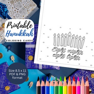 MEILLEURE VALEUR Hanukkah Greetings Coloring Page -Téléchargement instantané DIY Hanukkah Cards, Hanukkah Party Invitations, Coloring Card Jewish Gift
