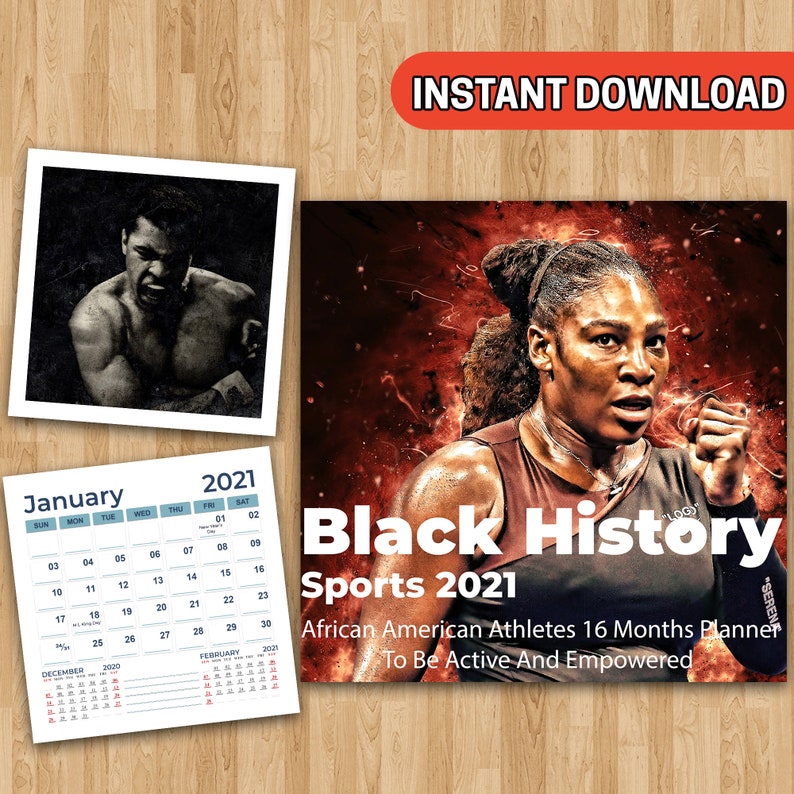 Black History Sports 2021 Calendar African American Athletes Etsy