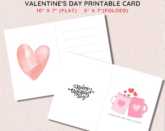 BEST VALUE! Valentine Greeting Card Printable - Instant Download Romantic Card For Valentine's Day, Love Card For Girlfriend or Boyfriend