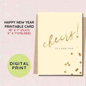 BEST VALUE! Printable Happy New Year Card - Instant Download New Year Greeting Card, Celebrate New Year, Holiday Gift Card, New Year Gift