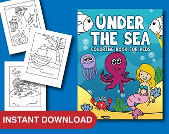 20+ Under the Sea Coloring Pages Instant Download Printable PDF Ocean Animal Prints Coloring Book Ocean Lover Gift Mermaid Octopus Fish Sea