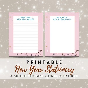 MEJOR VALOR Papelería imprimible de feliz año nuevo: descarga instantánea de páginas del diario de escritura, celebración del año nuevo 2023, carta de Nochevieja en PDF
