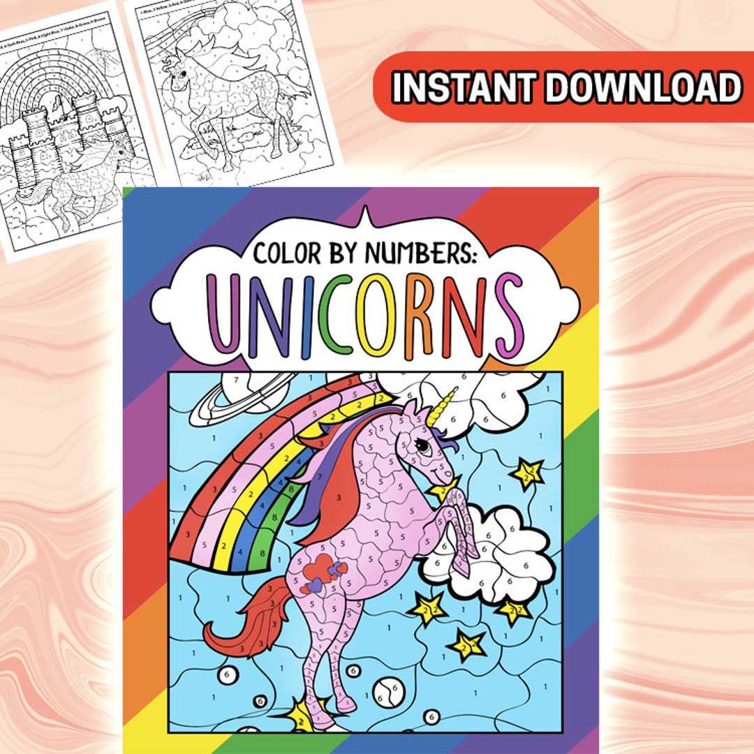 Printable: Unicorn Color by Number Activity Page for Kids Age 4 and Up 