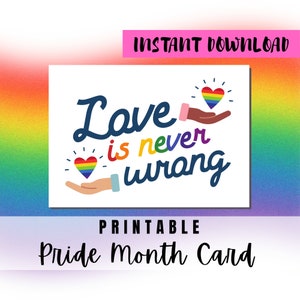 BESTE WAARDE Happy Pride Month wenskaart afdrukbaar - Instant Download Pride LGBTQ+ Rainbow wenskaart, vier Pride Month Lgbtq-kaart