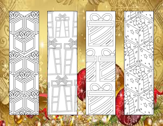 Marcapáginas para colorear de Navidad: regalos de Navidad