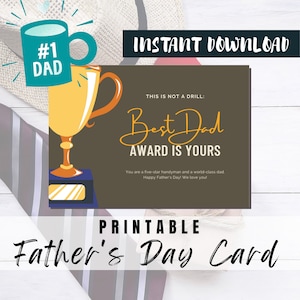 ¡MEJOR VALOR! Tarjeta imprimible del Día del Padre Feliz - Descarga instantánea de tarjetas de felicitación del Día del Padre Regalo ideal para papá, papá, abuelo, padrastro