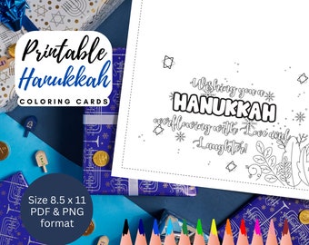 BEST VALUE Hanukkah Greetings Coloring Page -Instant Download DIY Chanukah Cards, Hanukkah Party Invitations, Coloring Card Jewish Gift