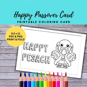 BEST VALUE Happy Passover! Coloring Cards - Instant Download Fun Pesach Jewish Holiday Greetings to Color and Send Wishes Ideal Gift