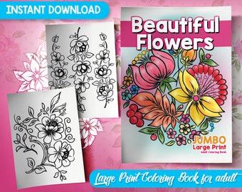 BEST VALUE 50 Beautiful Flowers Coloring Pages - Instant Download Coloring Book for Adults Flower Coloring Book Spring Coloring Page Large