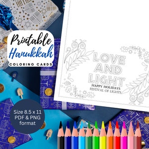 MEILLEURE VALEUR Hanukkah Greetings Coloring Page -Téléchargement instantané DIY Hanukkah Cards, Hanukkah Party Invitations, Coloring Card Jewish Gift