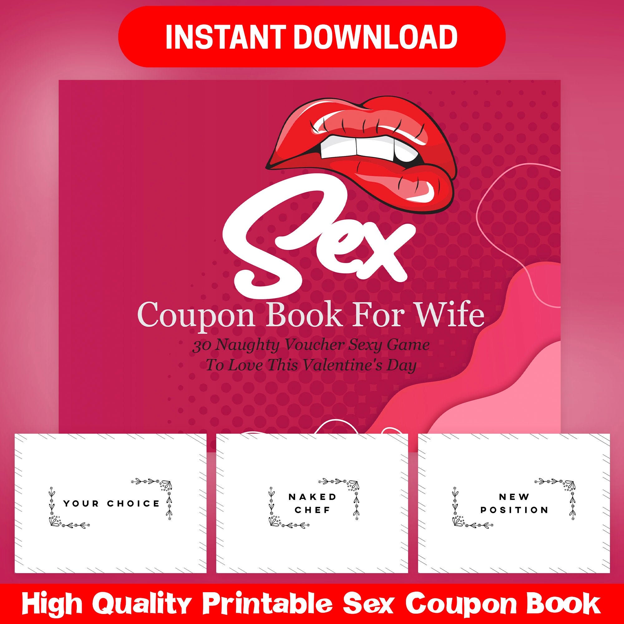 BEST VALUE 30 Sex Coupon Book for Wife Instant Download photo image