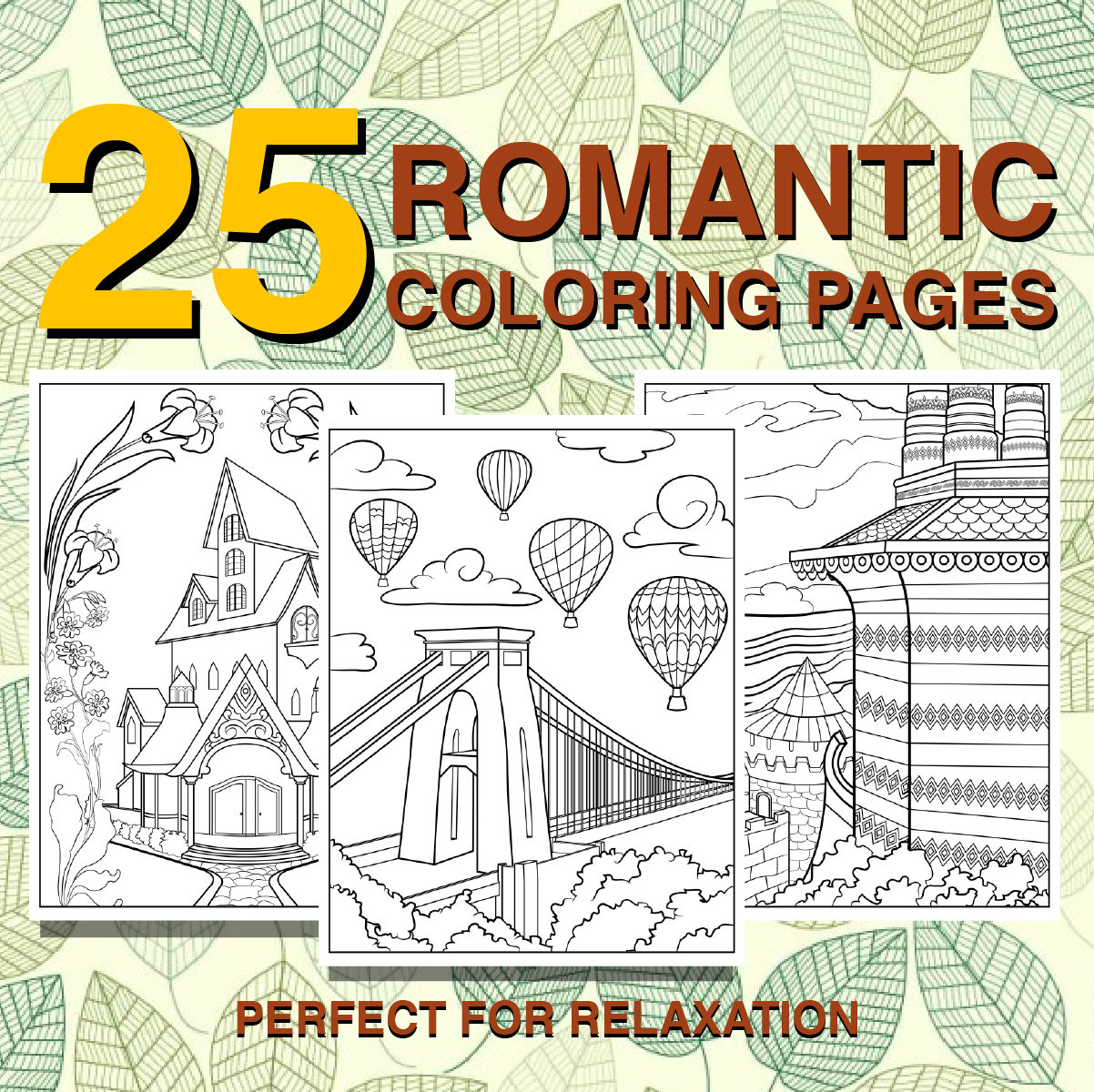 25 Romantic Country Coloring Pages Instant Download Etsy