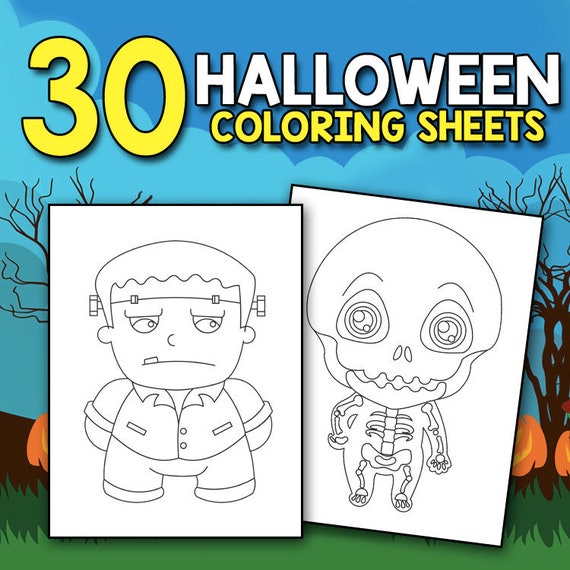 Download 30 Halloween Coloring Pages Printable Kids Halloween Activity Etsy