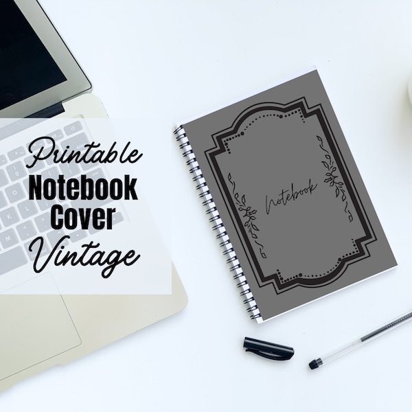 BEST VALUE 1 Printable Notebook Cover Vintage Style - Instant Download Classic Notebook With Lined Page, Personal Diary, Devotion, School