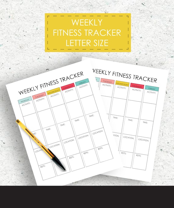 weekly fitness tracker workout tracker nutrition tracker etsy