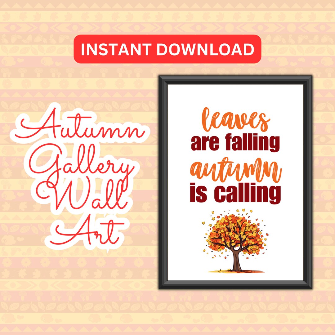 BEST VALUE Printable Autumn Gallery Wall Art - Instant Download Leaves ...