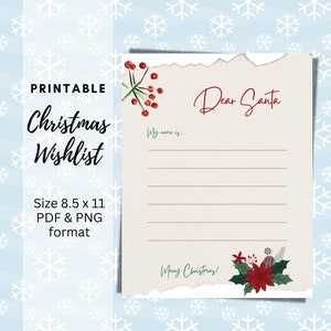Lista de deseos de Navidad de MEJOR VALOR para niños: lista de deseos imprimible de descarga instantánea, lista de deseos de Querido Papá Noel, lista de deseos de regalos de Navidad de carta a Papá Noel