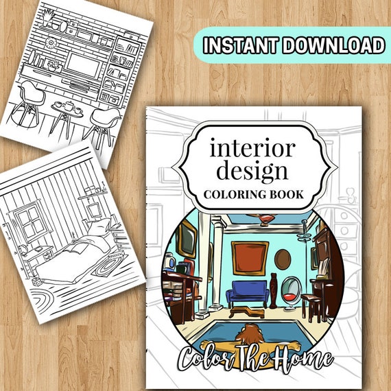Best Value Interior Design Coloring Book Color The Home 30 Etsy